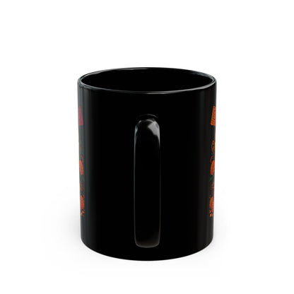 Ofrenda Sugar Skull Mug — Day of the Dead Black Ceramic Coffee Cup