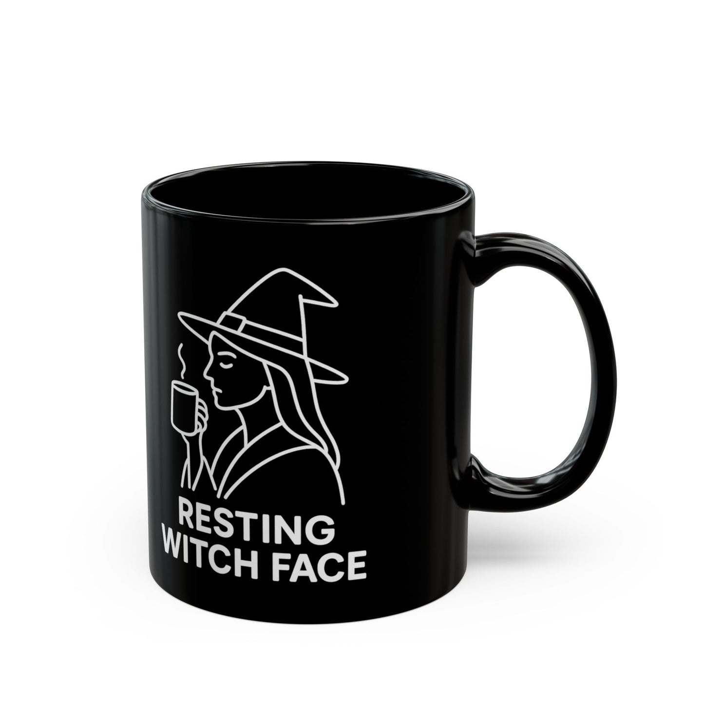 Resting Witch Face Mug - Black