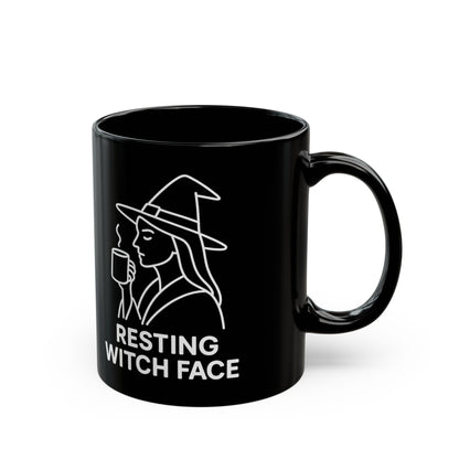 Resting Witch Face Mug - Black