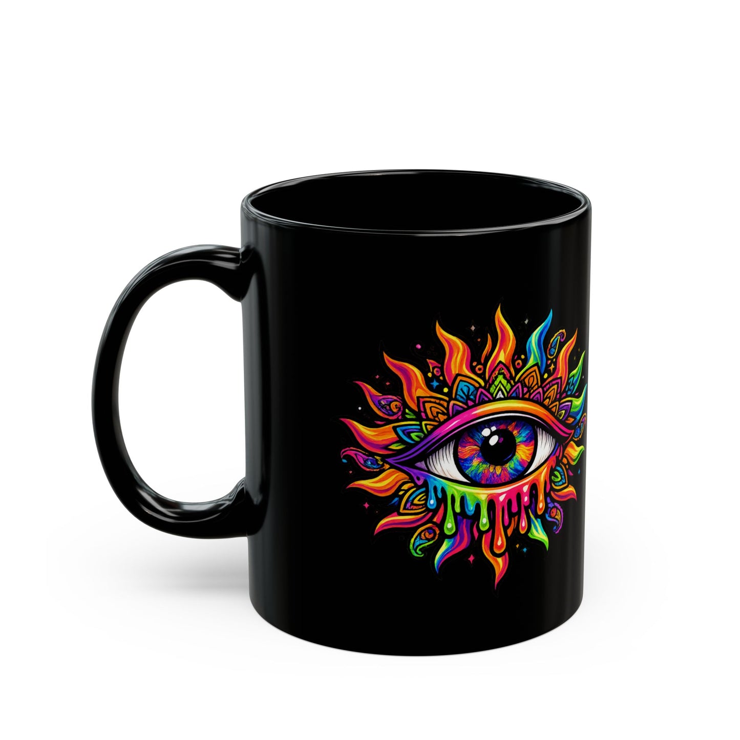 Psychedelic Sun Eye Mug — Third Eye Black Ceramic Coffee Cup