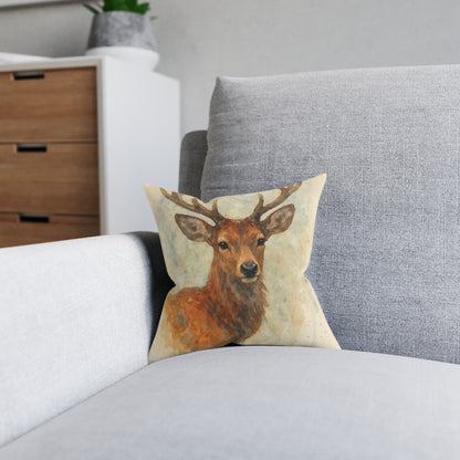 Majestic Stag Throw Cushion — Wildlife Gift for Country Home Decor