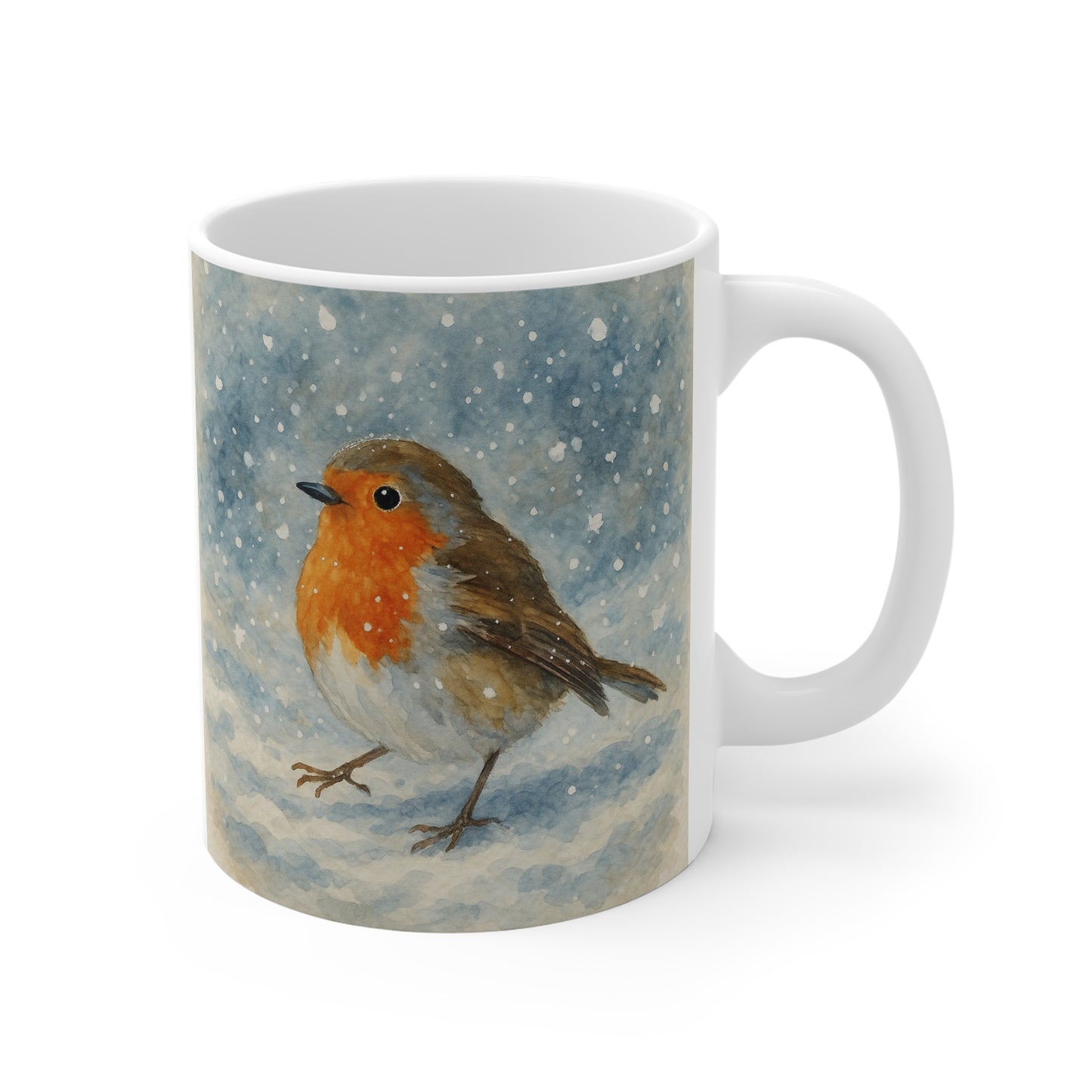 Watercolor Robin Christmas Mug