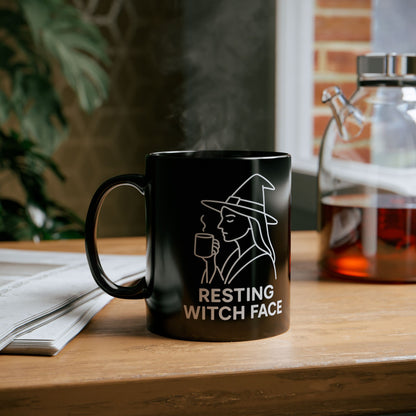 Resting Witch Face Mug - Black
