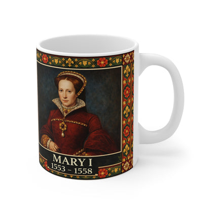 Mary I Portrait Mug with Tudor Pattern — Tudor History Gift