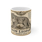 Panthera uncia naturalist plate illustration on an 11oz white ceramic mug
