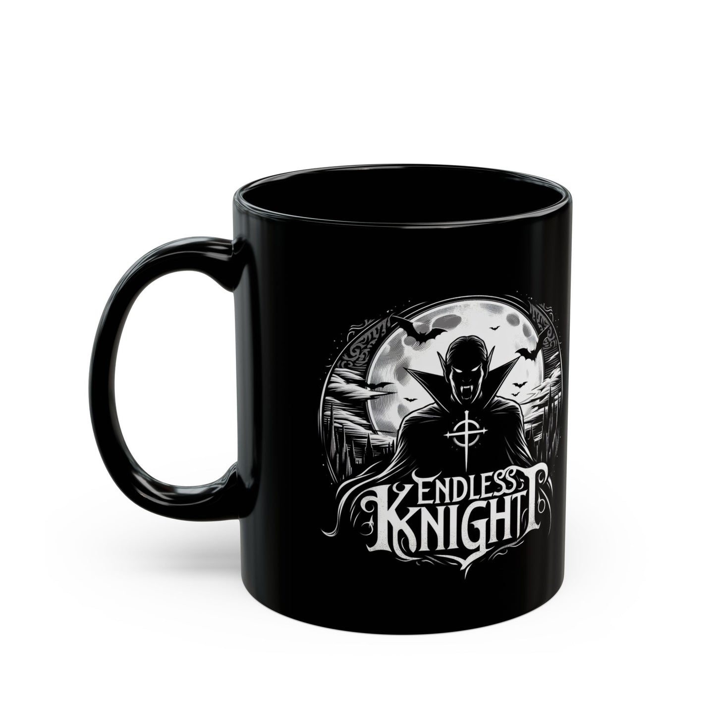 Endless Knight Logo Black Mug — Gothic Gift for Dark Aesthetic Fans