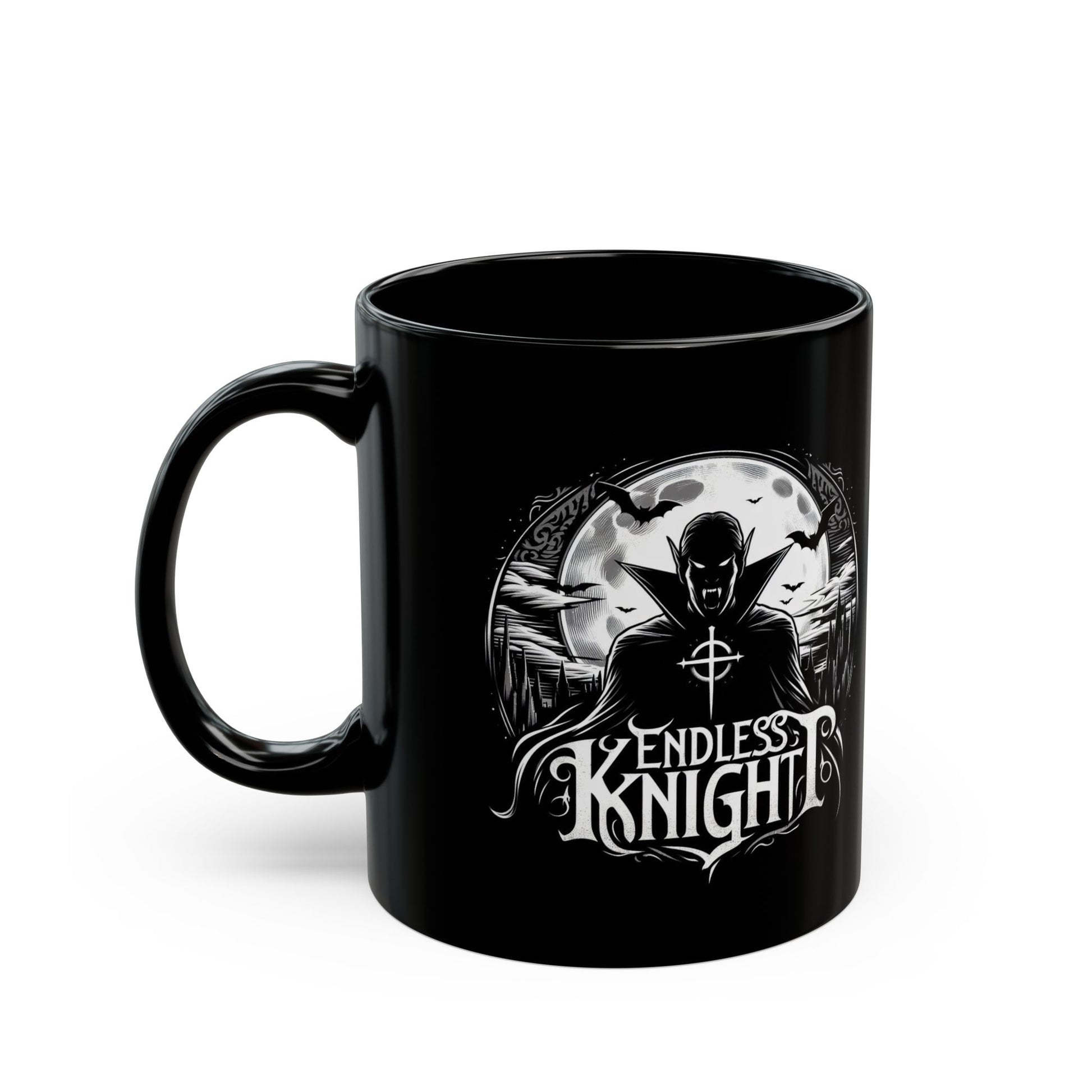 Endless Knight Logo Black Mug — Gothic Gift for Dark Aesthetic Fans