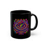 Psychedelic Rainbow Snake Mug — Trippy Serpent Black Ceramic Coffee Cup