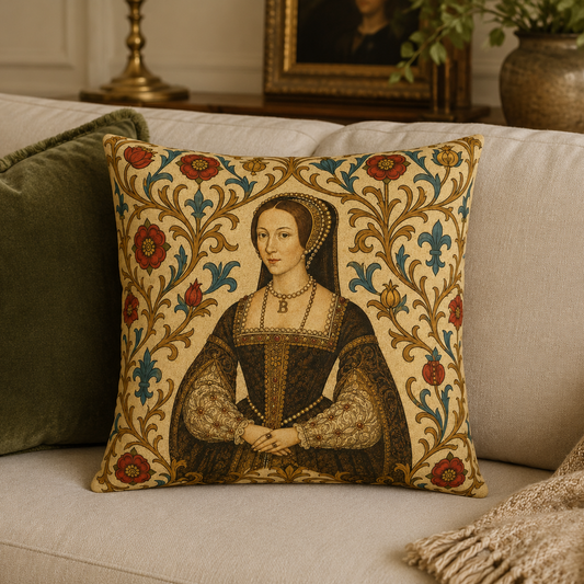 Anne Boleyn Tudor Portrait Cushion — Regal History Gift Throw Pillow