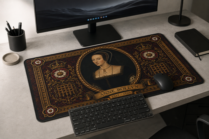 Anne Boleyn Tudor portrait print detail on the desk mat