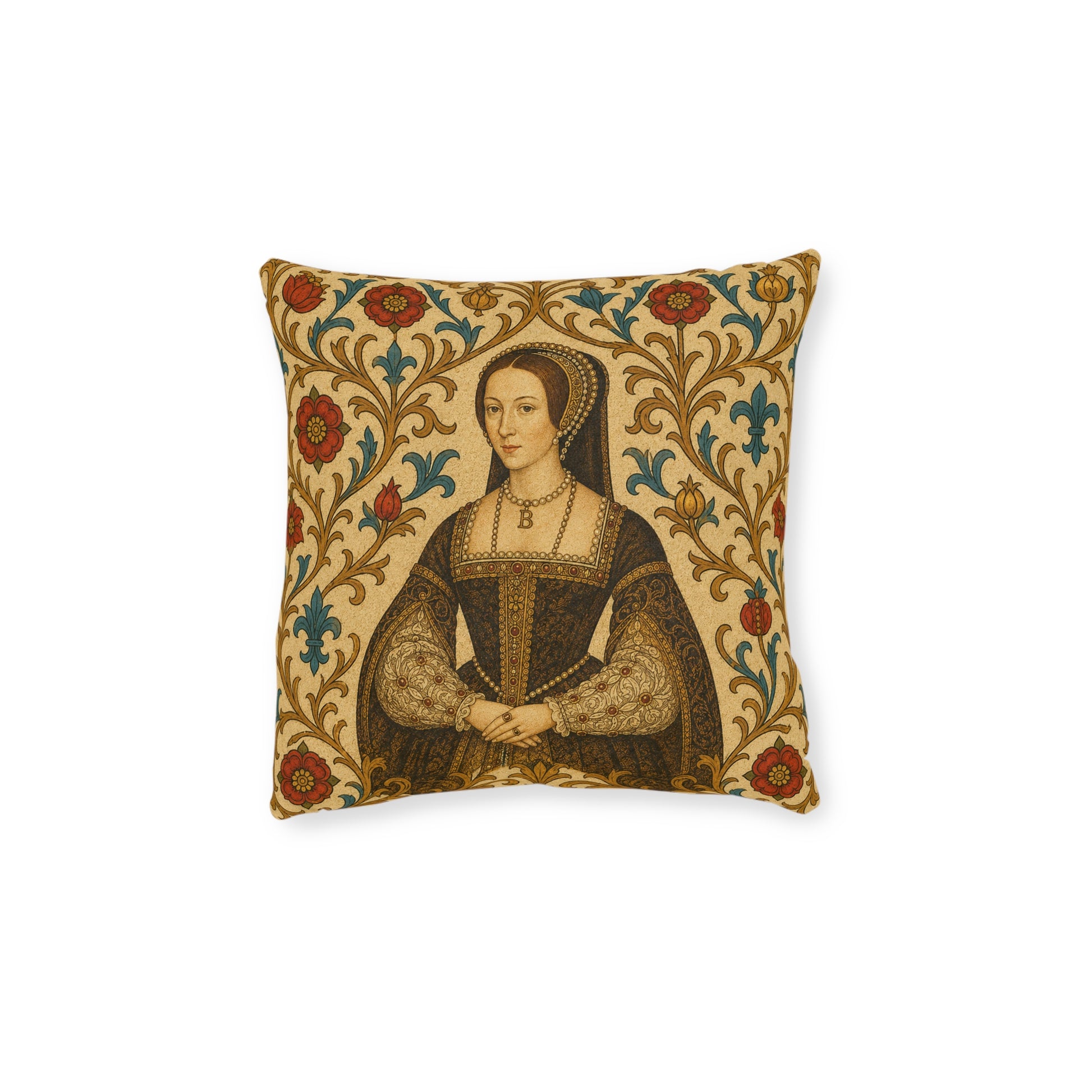 Anne Boleyn Tudor Portrait Cushion — Regal History Gift Throw Pillow