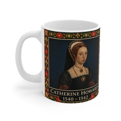 Tasse mit Porträt von Catherine Howard – Geschenk für Geschichtsliebhaber, Thema Tudorzeit